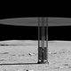 An illustration of a fission surface power system on the surface of the Moon.